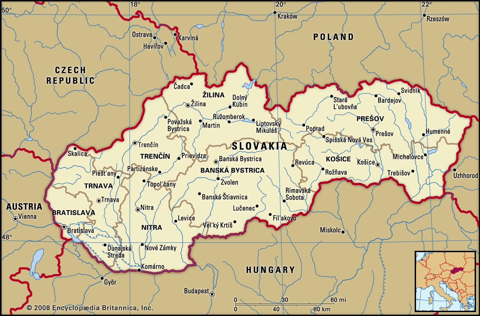 Mapa De Ciudades De Eslovaquia Principales Ciudades Y Capital De Eslovaquia