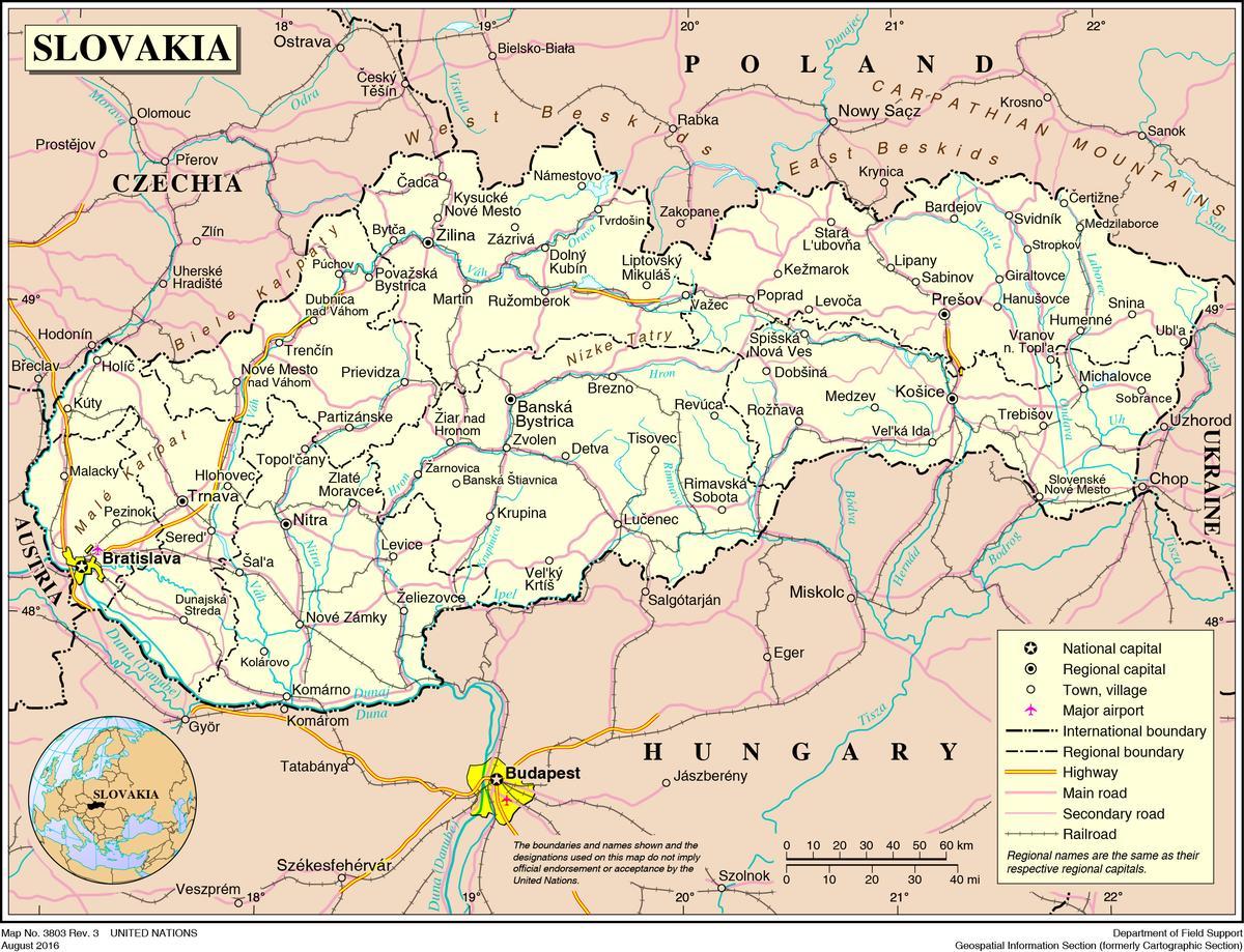 Mapa del país Eslovaquia