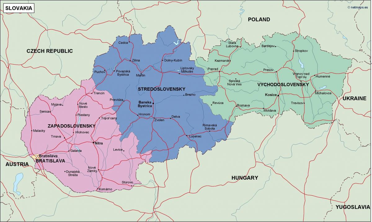 Mapa del estado de Eslovaquia