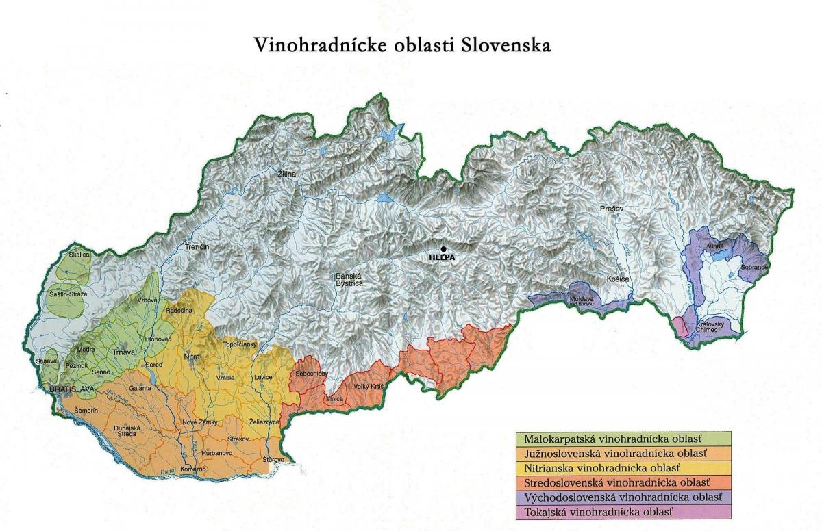 Mapa de los viñedos de Eslovaquia