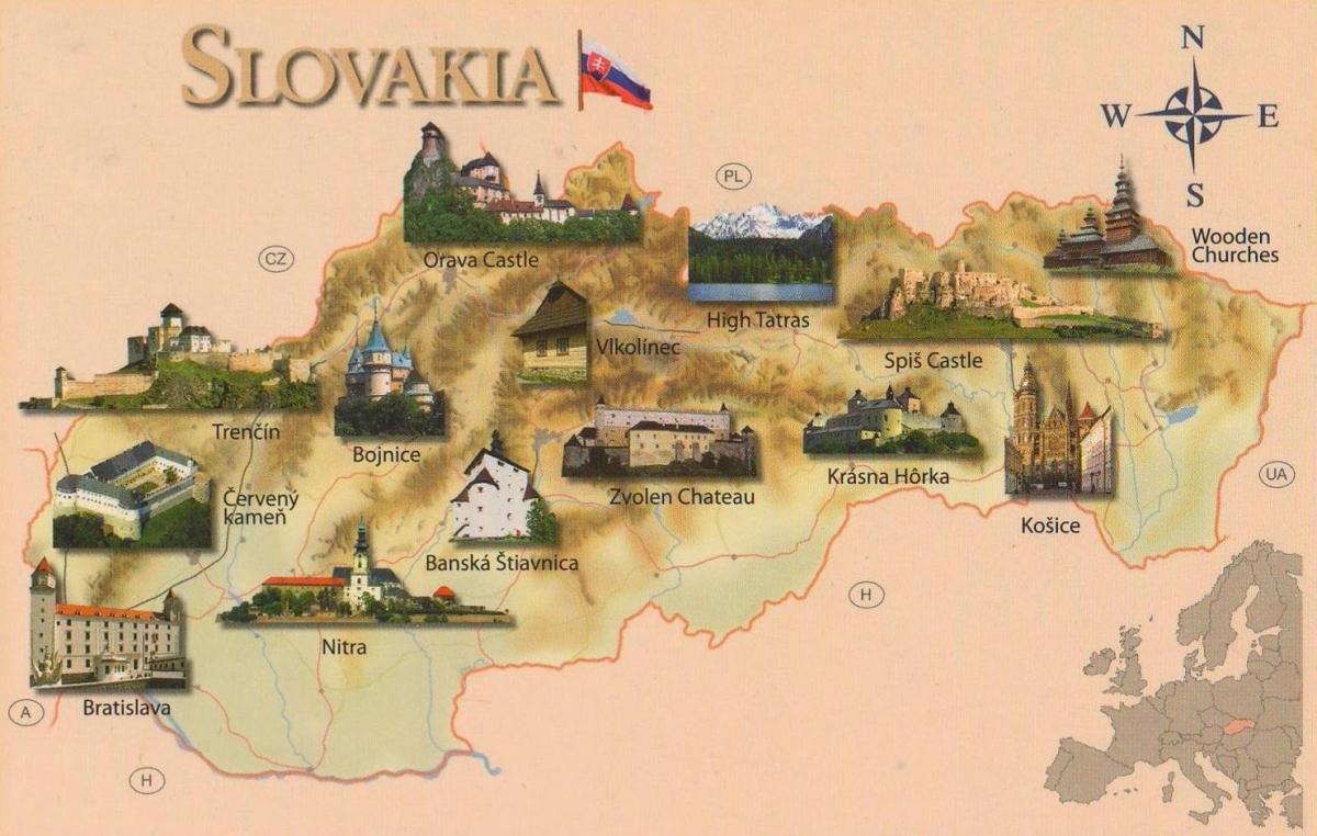 Mapa de viaje de Eslovaquia